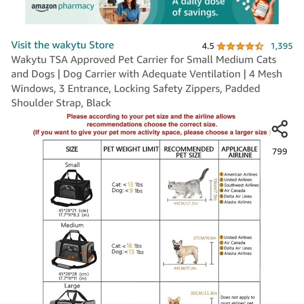 Wakytu TSA Approved Foldable Pet Carrier